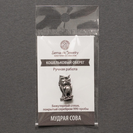 Мудрая Сова Серебрение Оберег в Кошелек